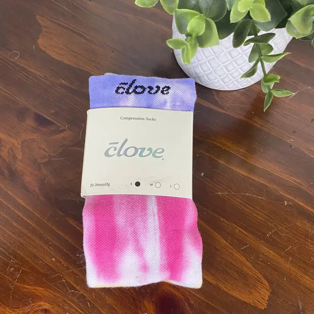 Clove Shoes Knee High Compression Socks Rainbow Tie Dye NEW Small